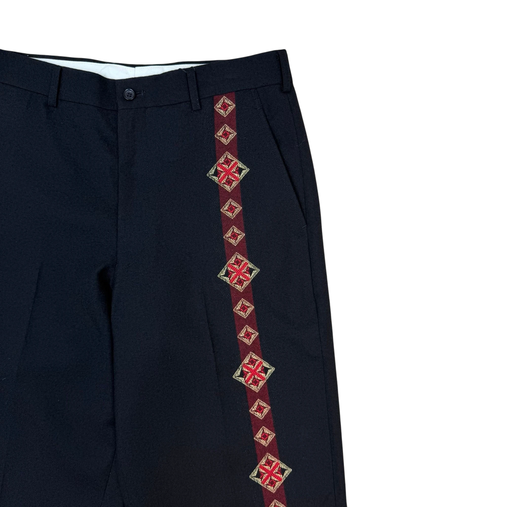 Comme Des Garcons Homme Plus AD2006 Aztec Print Wool Pants Black (Size M)