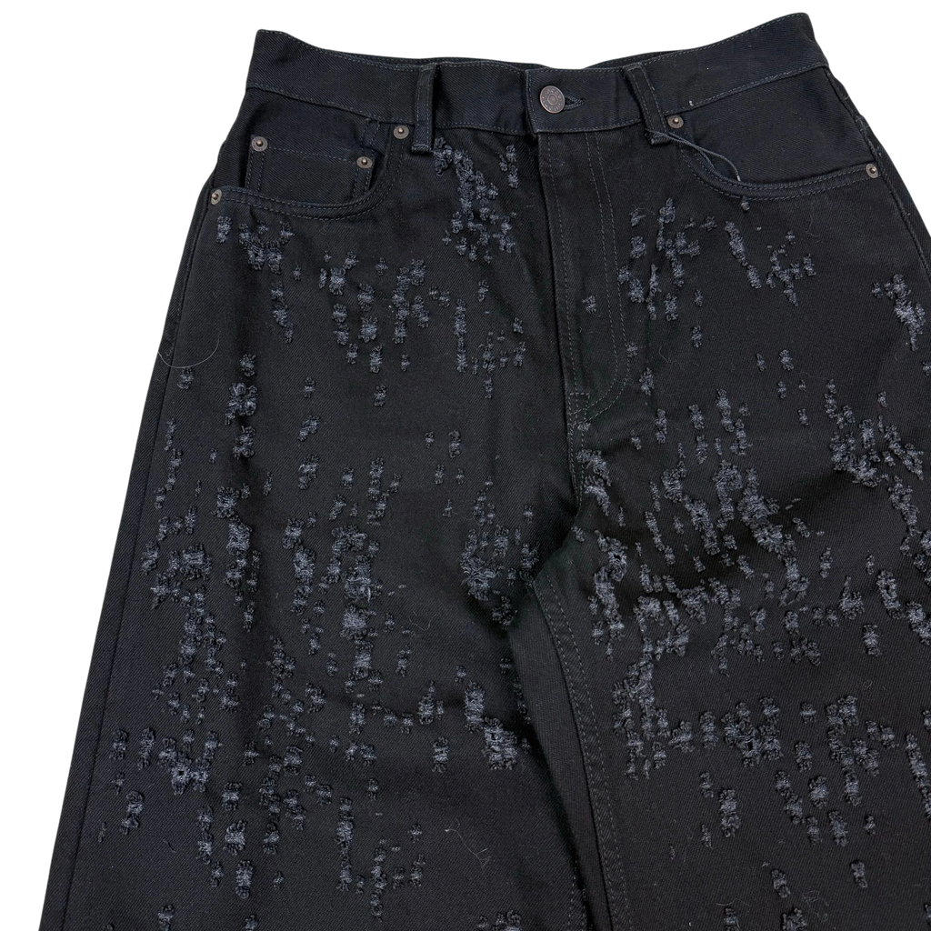 Acne Studios 2021M ‘Night Sky’ Distressed Boot Cut Denim Jeans Black (Size 28”)