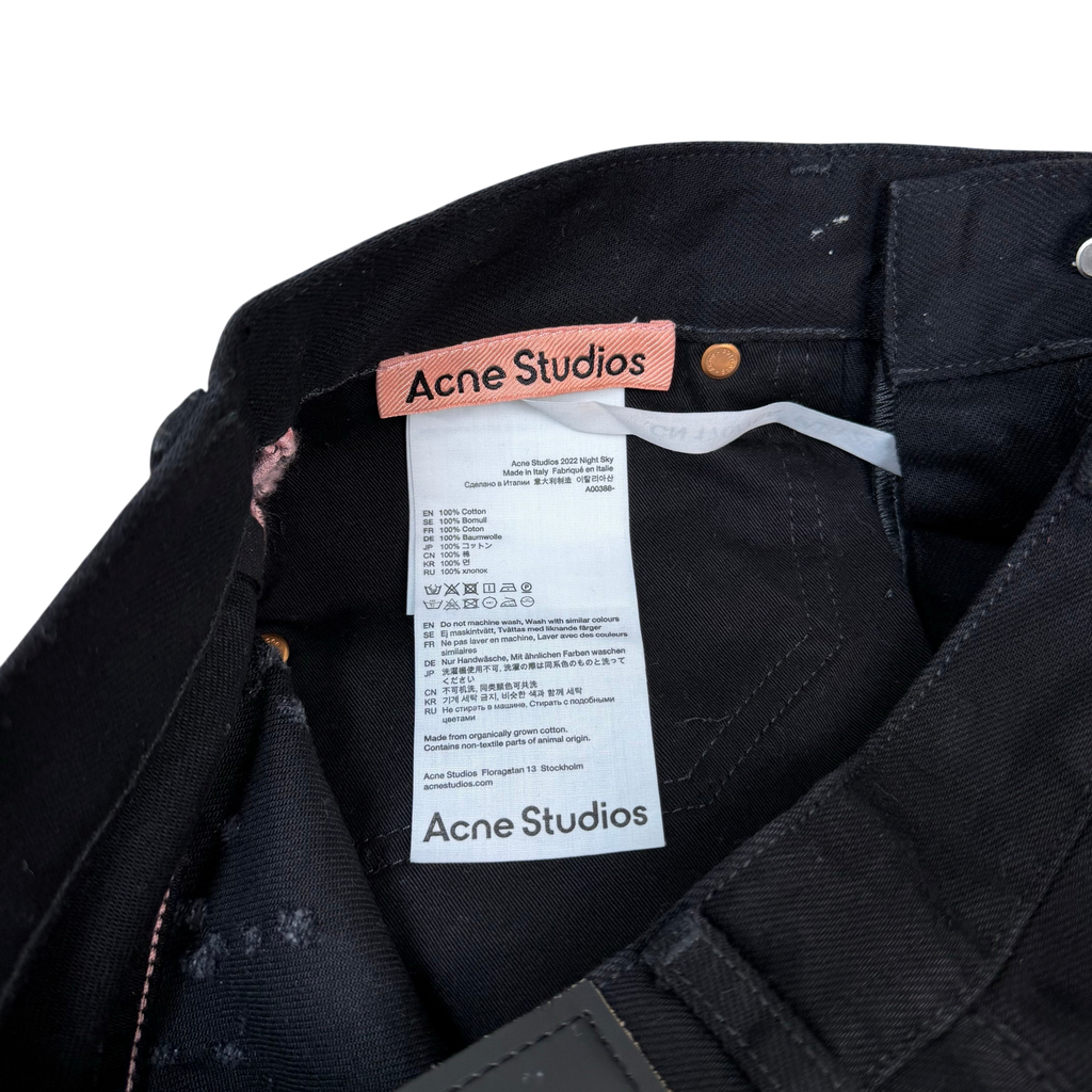 Acne Studios 2021M ‘Night Sky’ Distressed Boot Cut Denim Jeans Black (Size 28”)