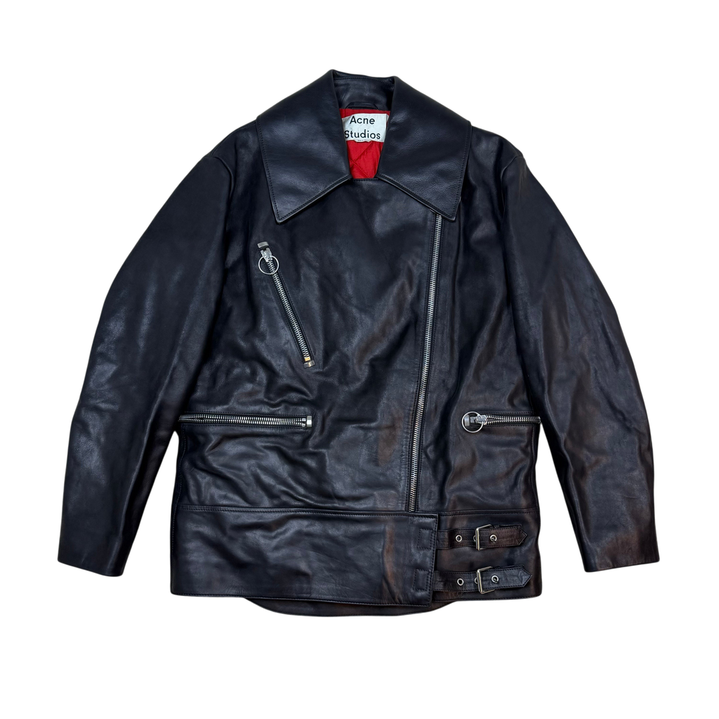 Acne Studios Morely Oversized Leather Biker Jacket (Size 36)