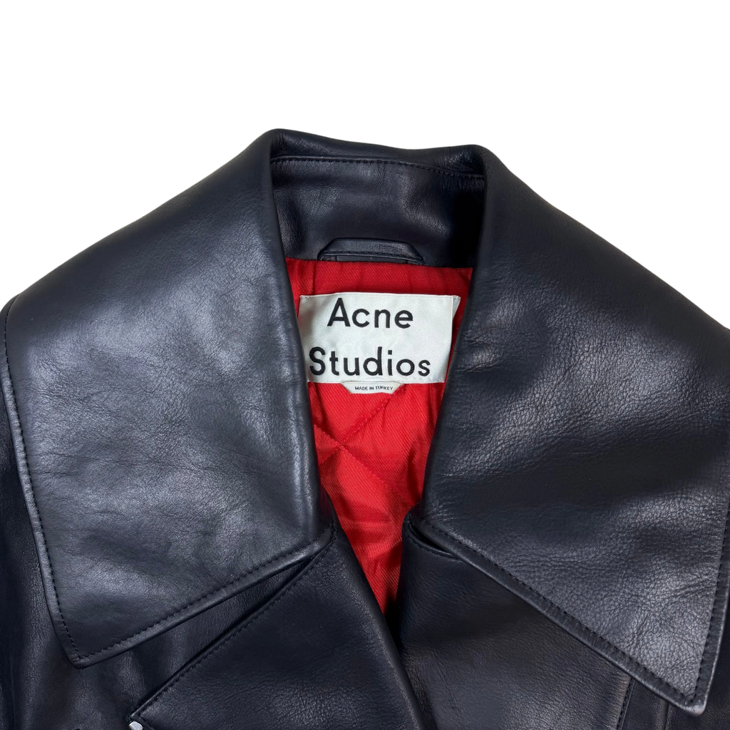 Acne Studios Morely Oversized Leather Biker Jacket (Size 36)