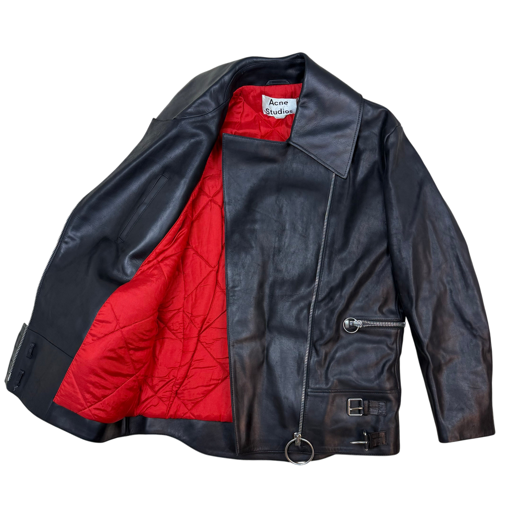 Acne Studios Morely Oversized Leather Biker Jacket (Size 36)