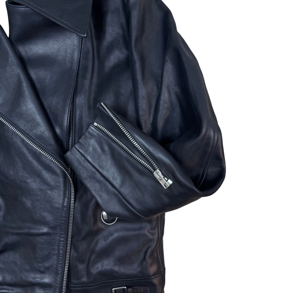 Acne Studios Morely Oversized Leather Biker Jacket (Size 36)