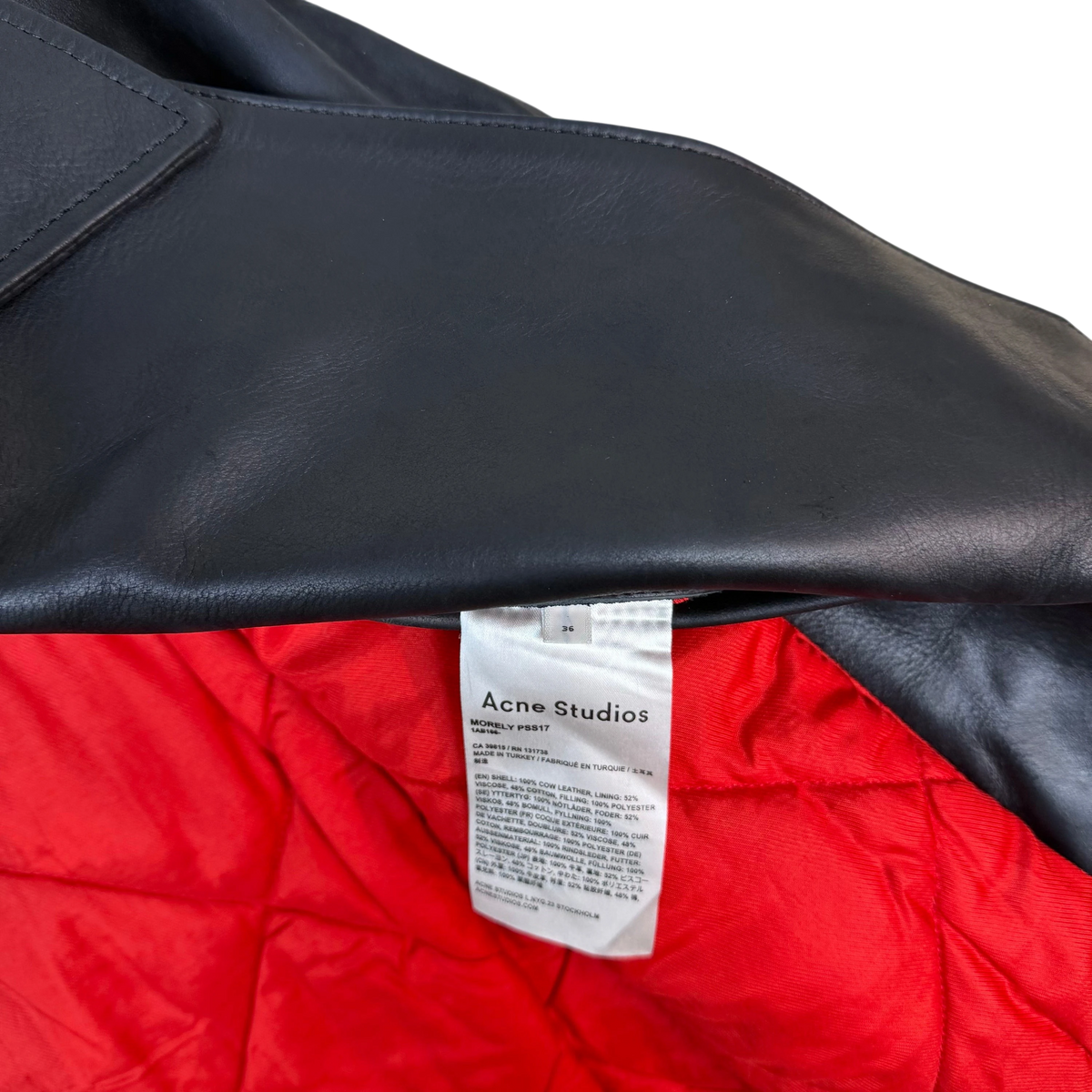 Acne Studios Morely Oversized Leather Biker Jacket (Size 36)