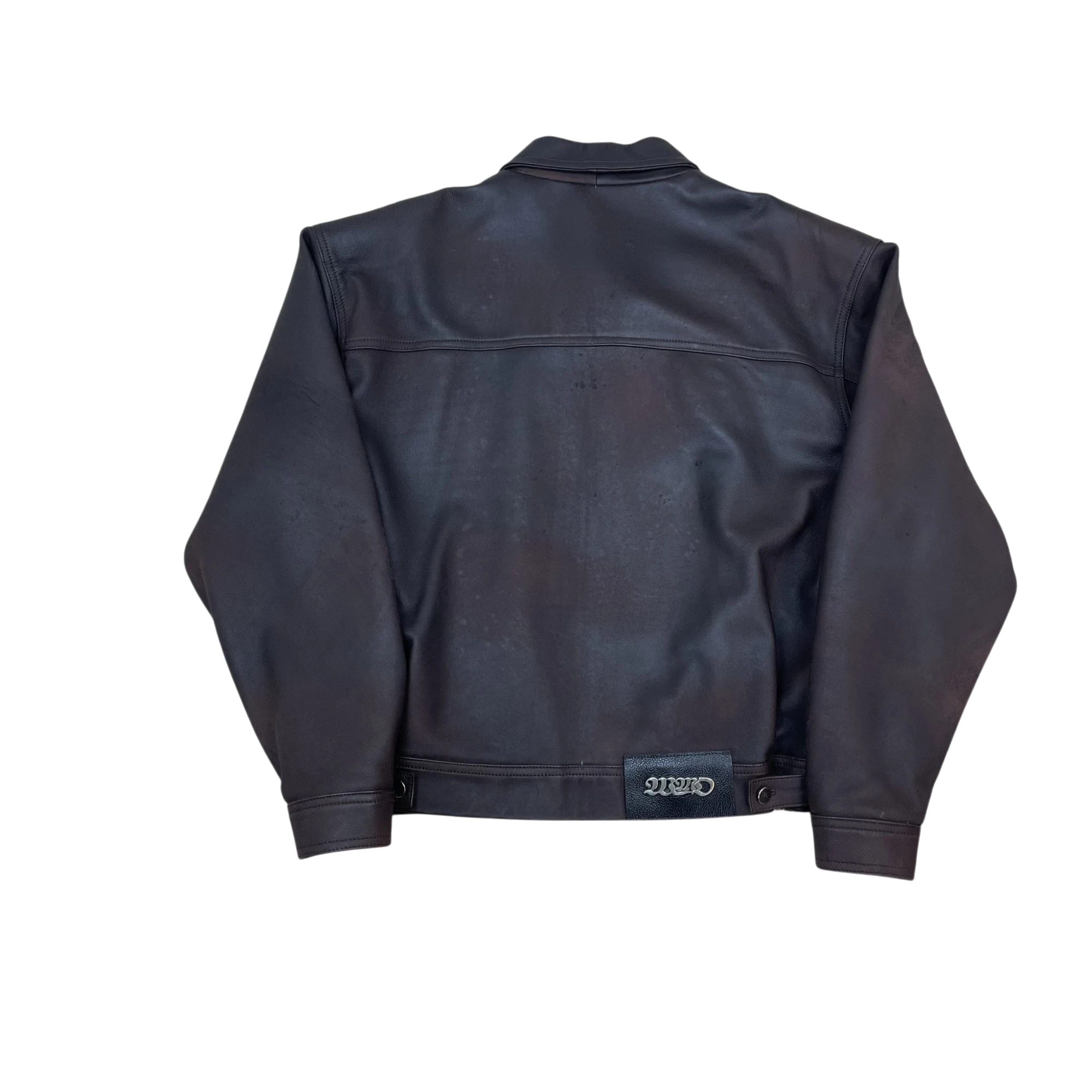 WMO Curved Zip Leather Jacket Ombre Brown (Fits L)