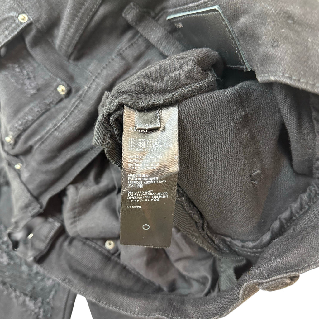 Amiri Snake Patch Distressed Jeans Black (Size 31”)