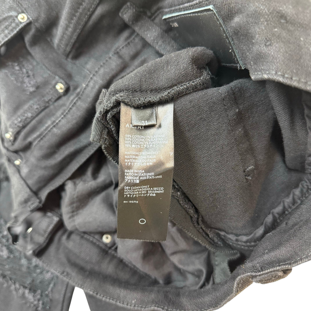Amiri Snake Patch Distressed Jeans Black (Size 31”)