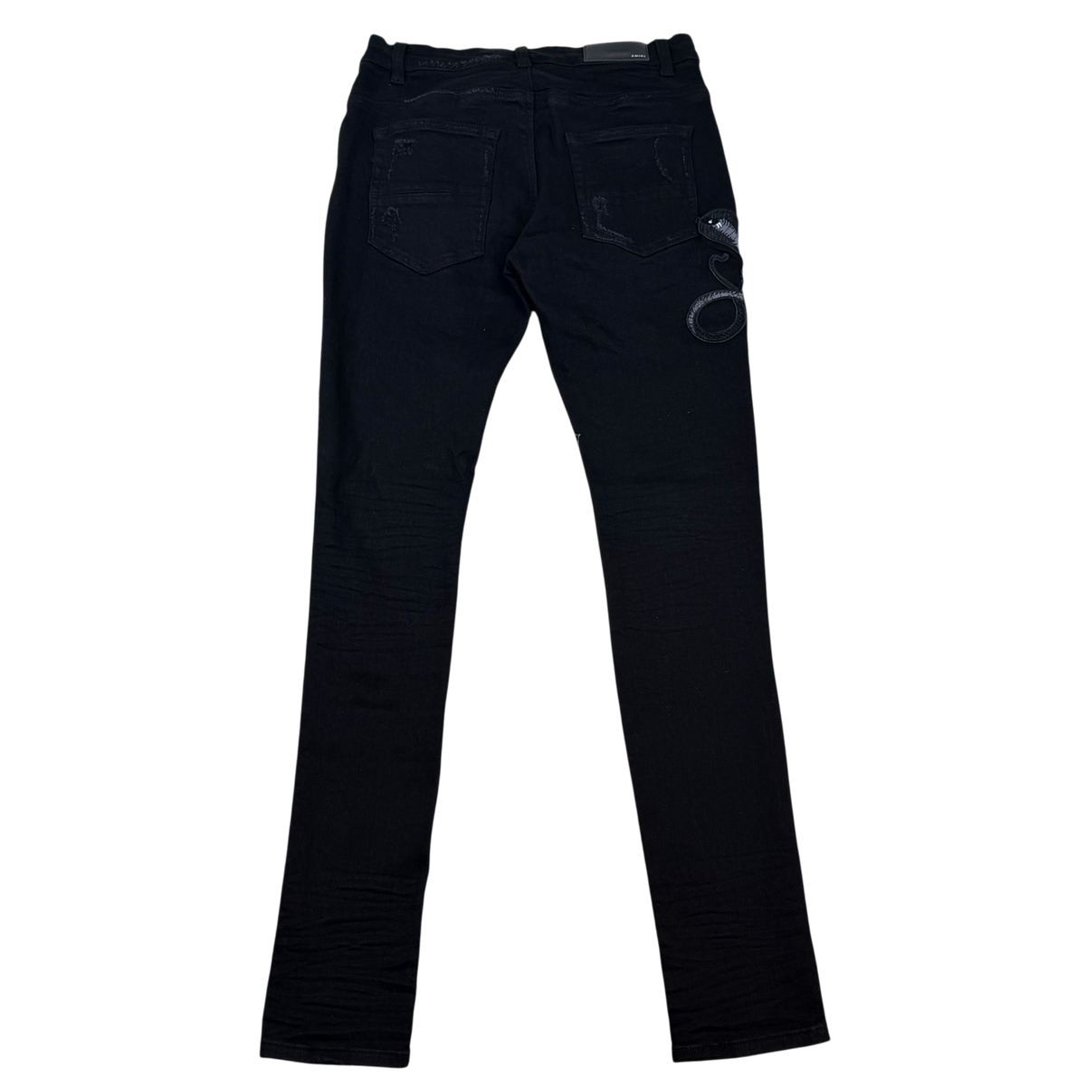 Amiri Snake Patch Distressed Jeans Black (Size 31”)
