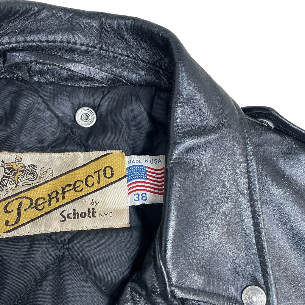 Schott NYC Perfecto 618 Leather Jacket Black (Made in USA) (Size 38/Fits S-M)