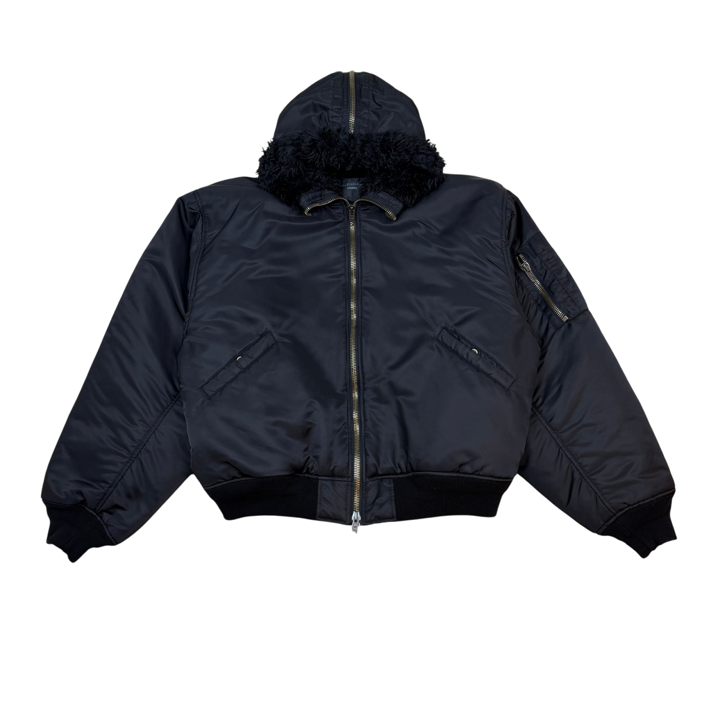 Balenciaga AW24 Faux Fur Hooded Bomber Jacket Black (Size L)