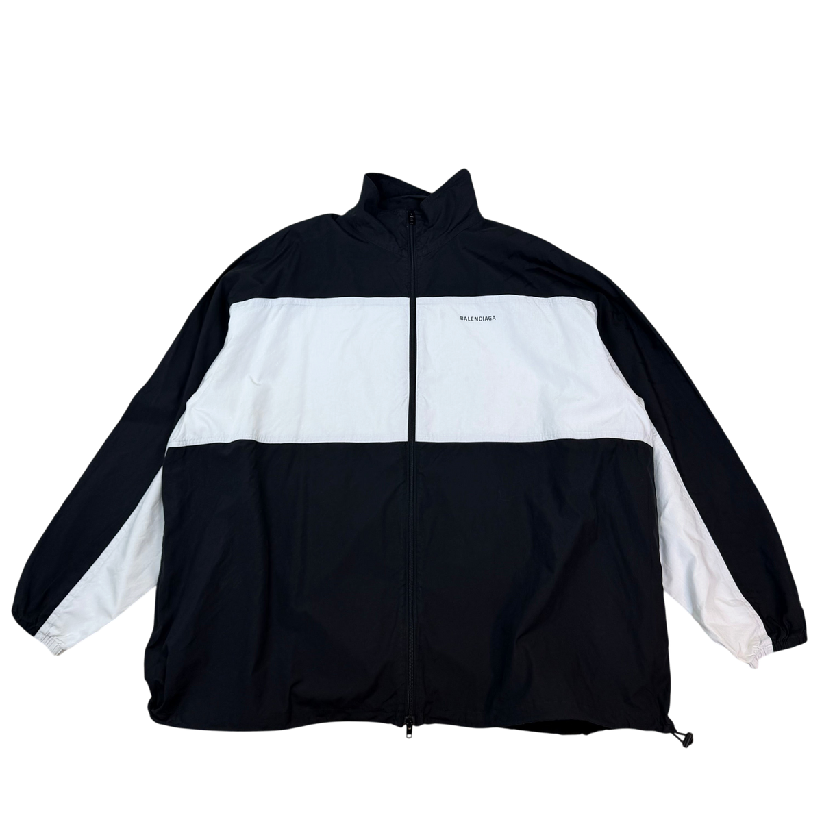 Balenciaga FW18 Classic Logotype Oversized Track Jacket Black/White (Size 48)