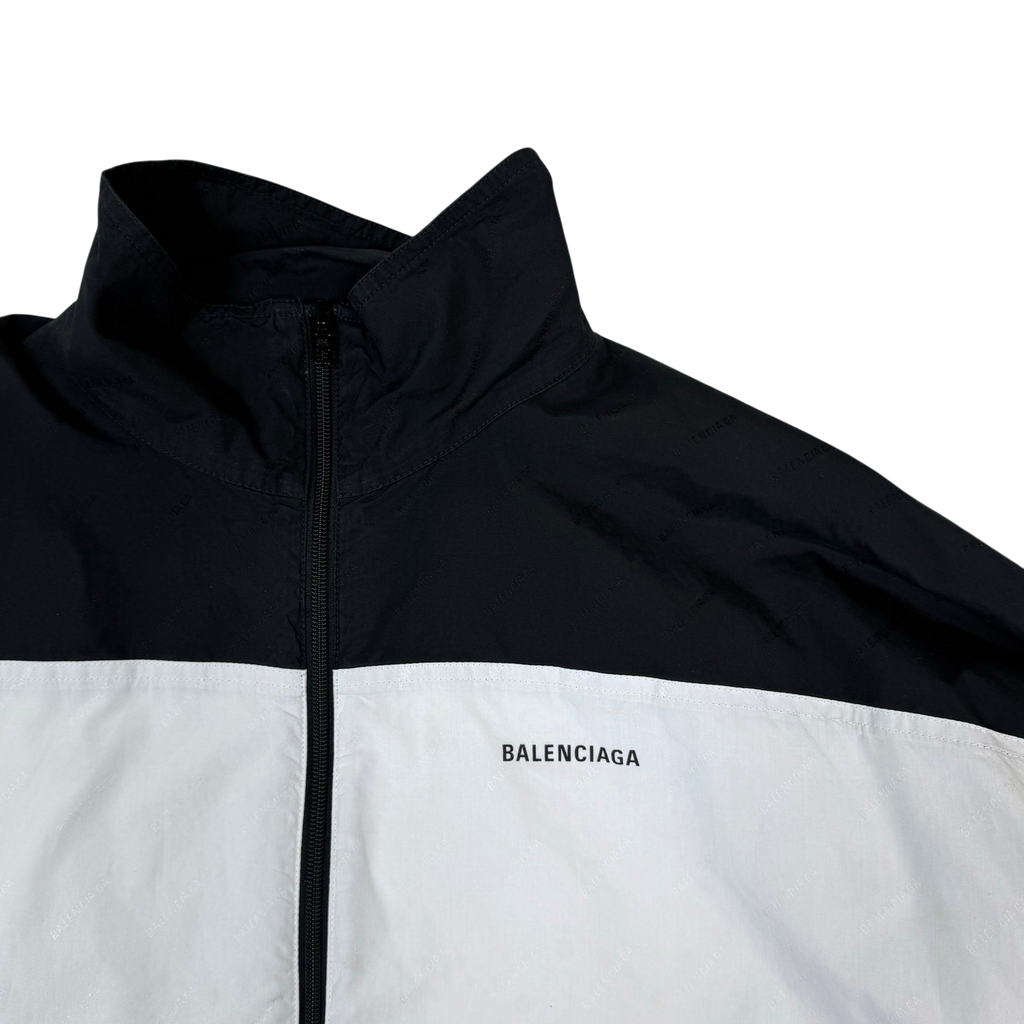 Balenciaga FW18 Classic Logotype Oversized Track Jacket Black/White (Size 48)