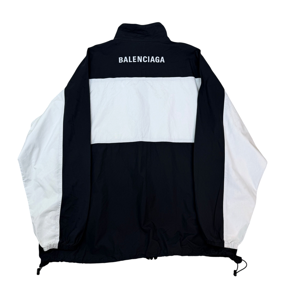 Balenciaga FW18 Classic Logotype Oversized Track Jacket Black/White (Size 48)