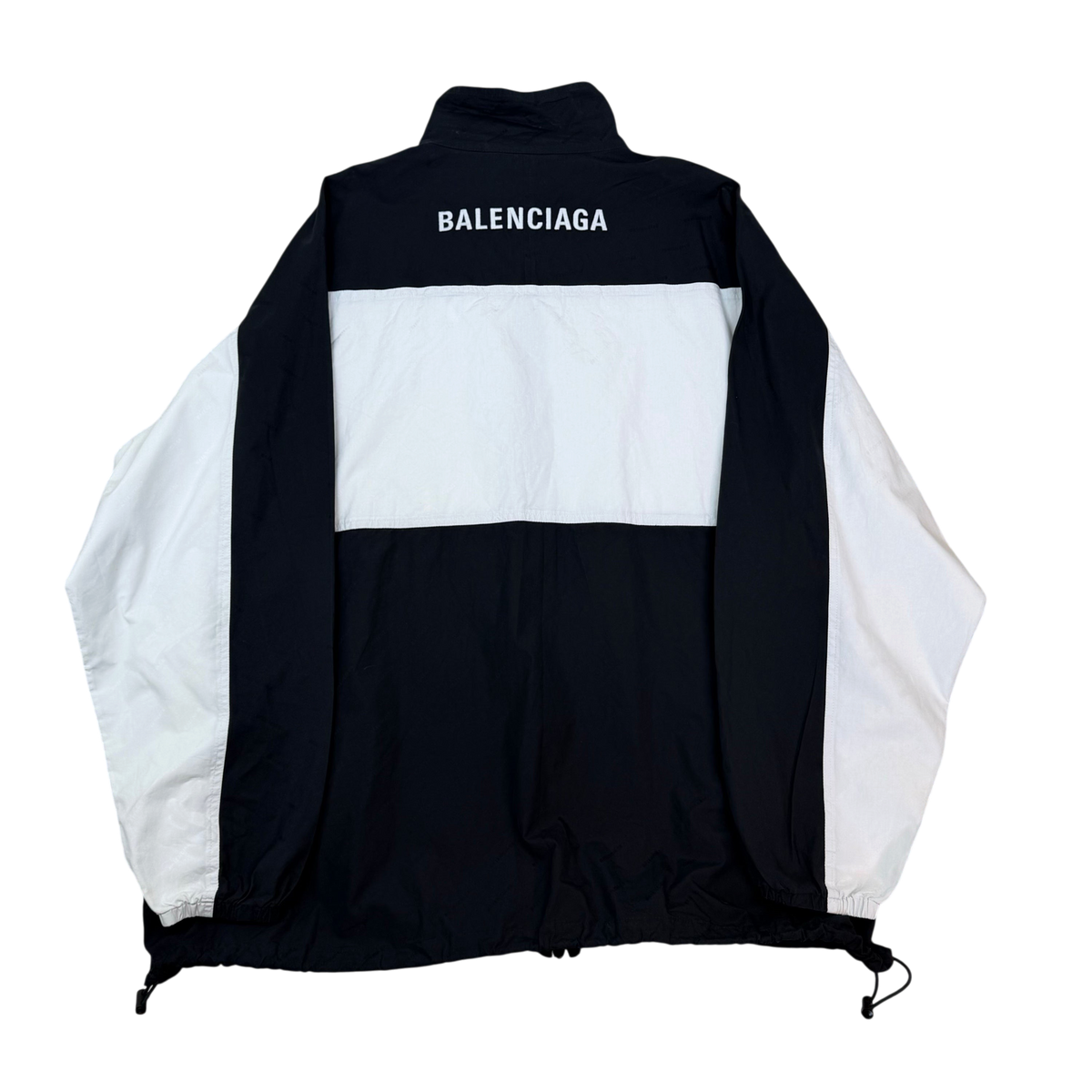 Balenciaga FW18 Classic Logotype Oversized Track Jacket Black/White (Size 48)