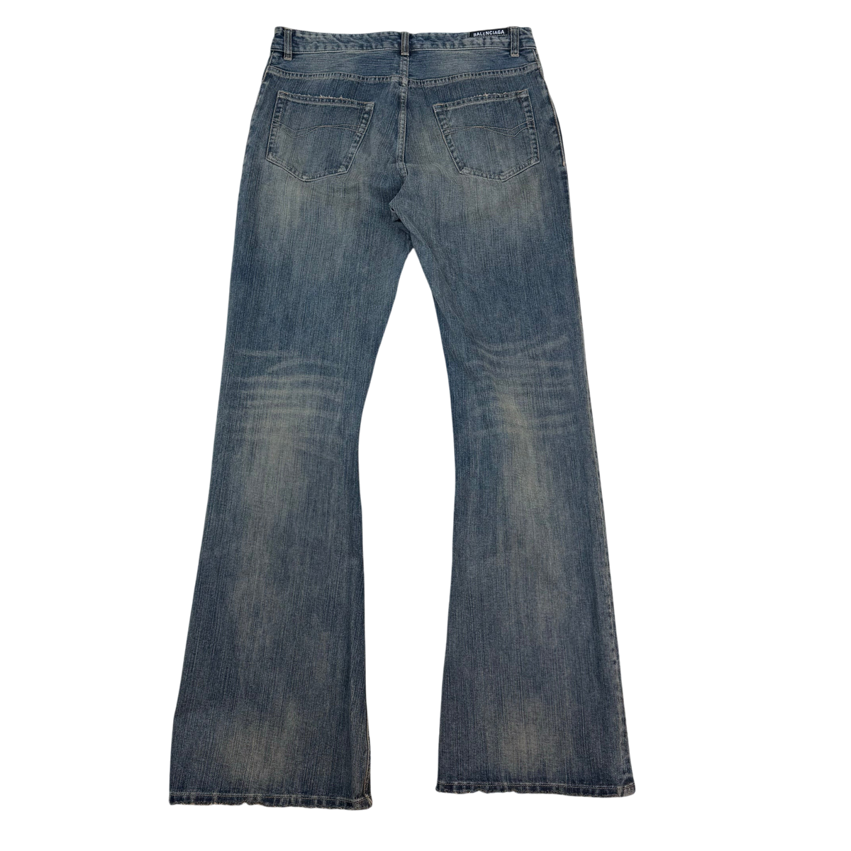 Balenciaga FW23 Bootcut
Flared Dirt Wash Denim Jeans Blue (Size XL)