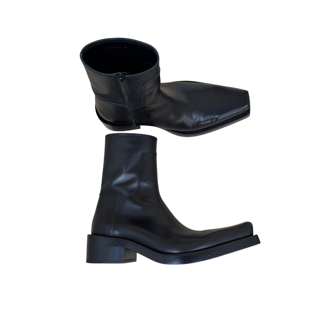 Balenciaga Santiago Square Toe Leather Boots Black (Size EU44/Fits US12)