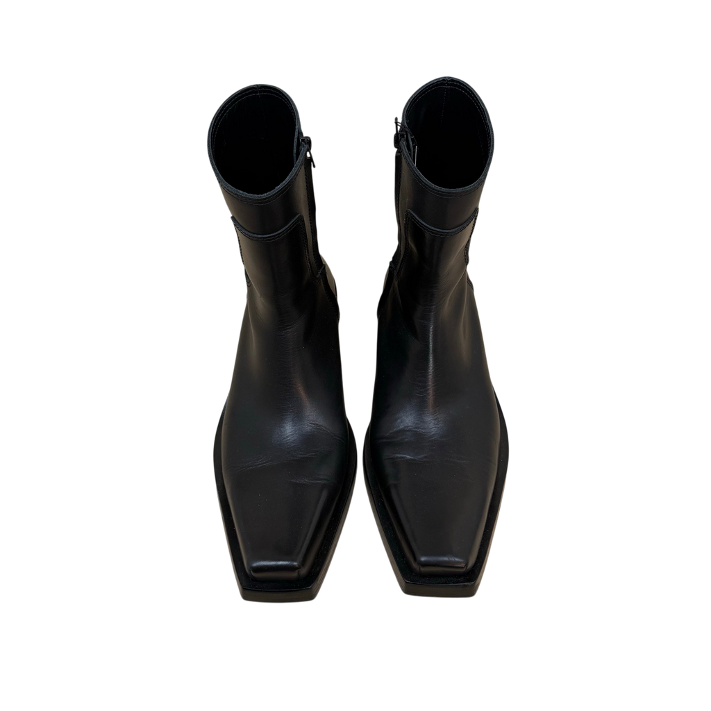 Balenciaga Santiago Square Toe Leather Boots Black (Size EU44/Fits US12)