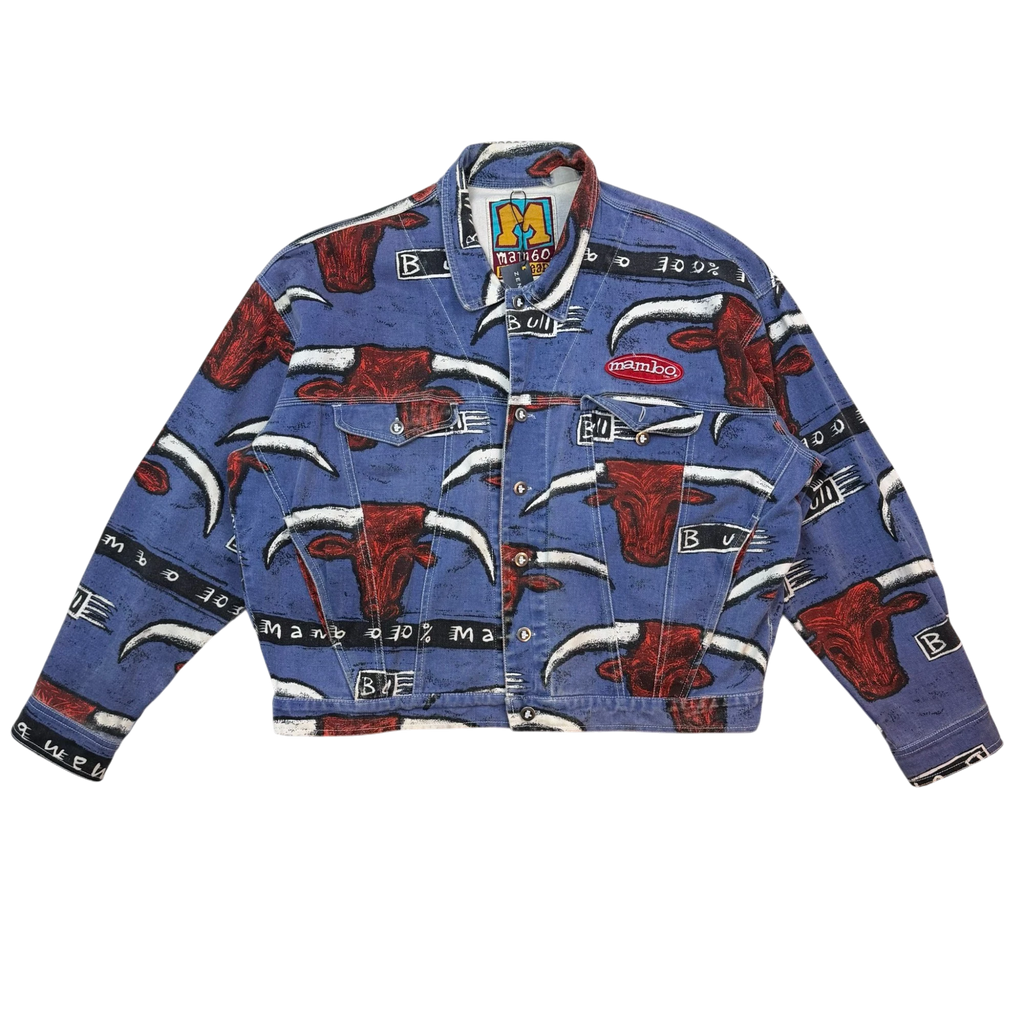 Mambo 90s Bull Print Denim Jacket (Size L)