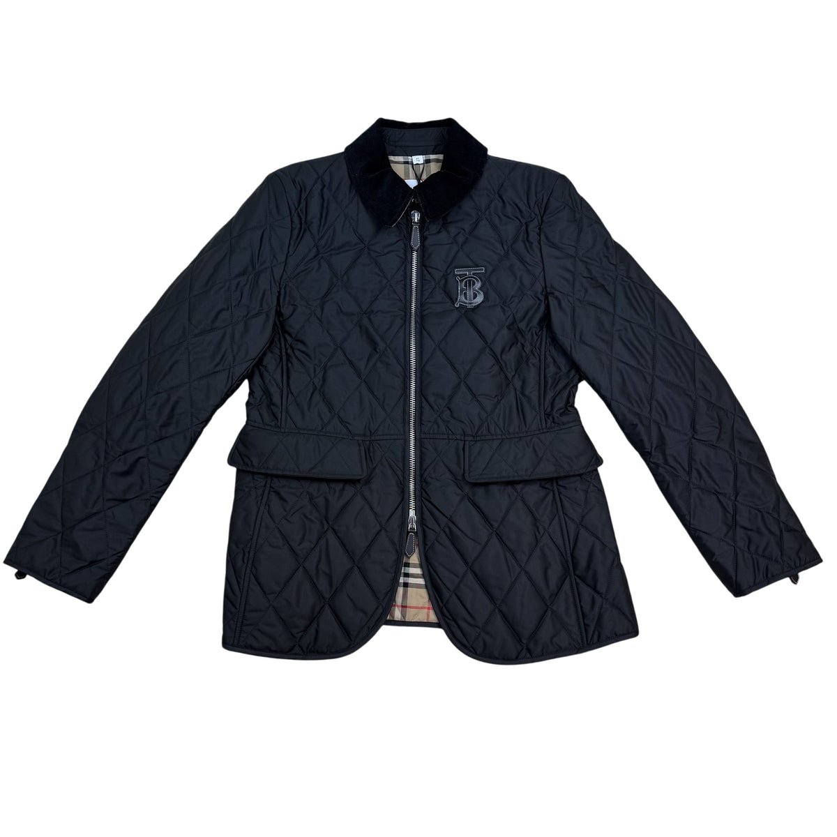 Burberry TB Logo Quilted Ongar Jacket Black (Size XL Womens)