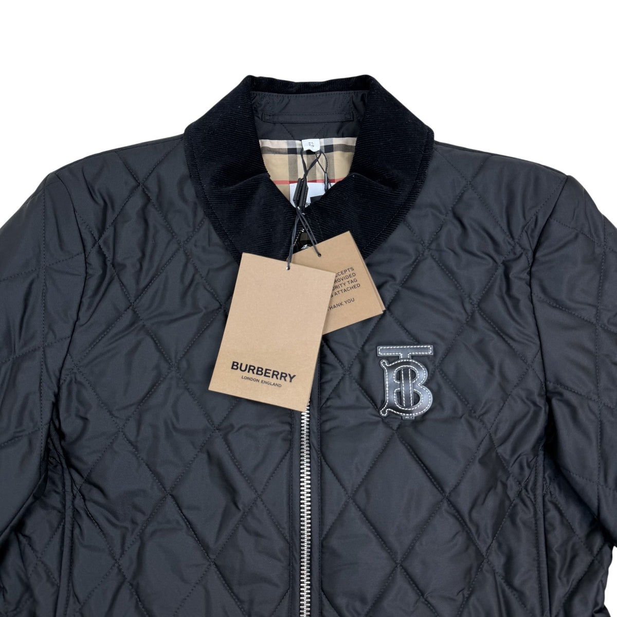 Burberry TB Logo Quilted Ongar Jacket Black (Size XL Womens)