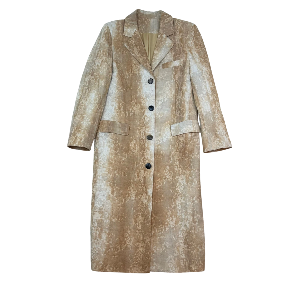 Iranatus Chou Linen Blend Coat Brown/White (Size 36)