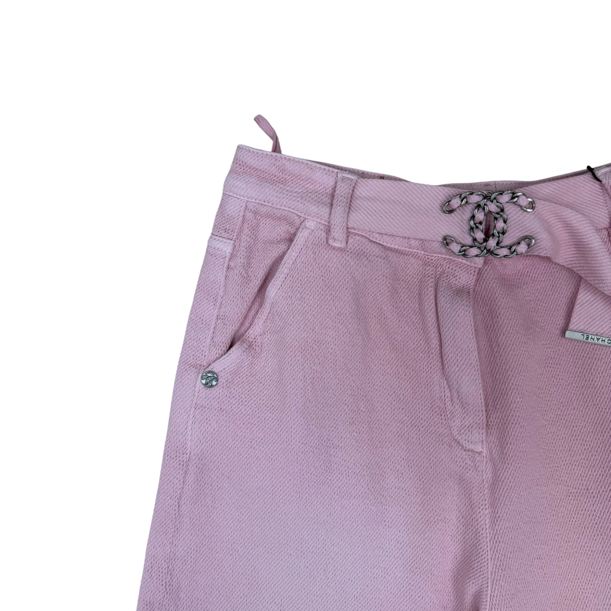 Chanel SS19 ‘By the Sea’ Wide Leg Belted Pants Pink (Size 38)