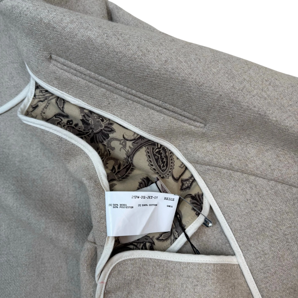 Professor.E FW21 Wool Cropped Distressed Blazer Beige (Size 48/Fits M-XL)