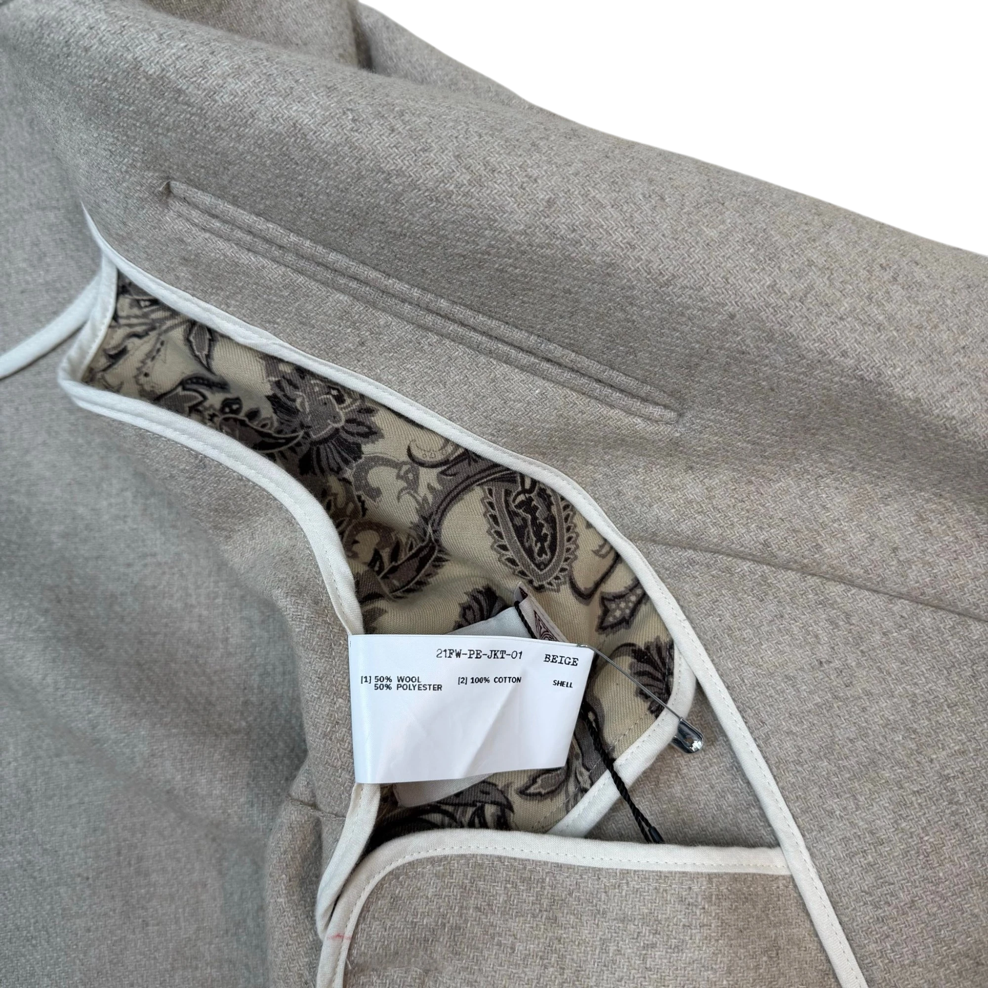 Professor.E FW21 Wool Cropped Distressed Blazer Beige (Size 48/Fits M-XL)