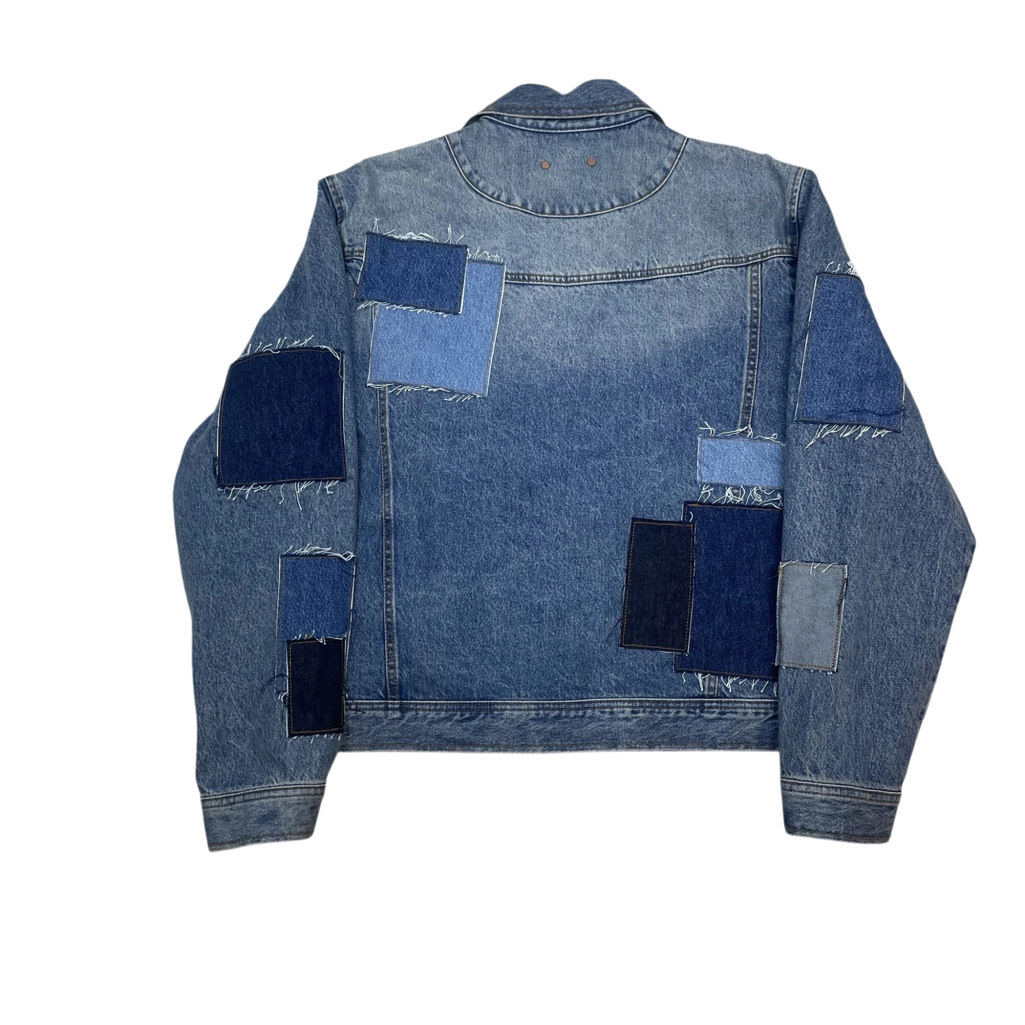 Andersson Bell Patchwork Denim Jacket Blue Multi (Size XL)