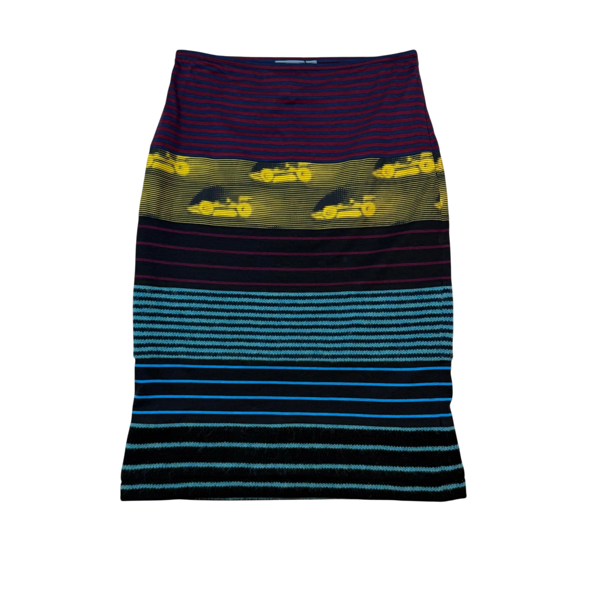 Prada SS15 Knit Docking Textile Skirt Black Multi (Size 40)