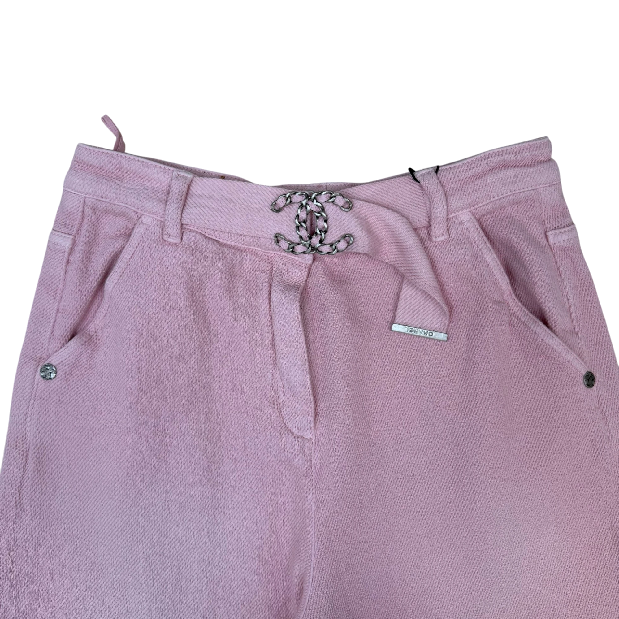 Chanel SS19 ‘By the Sea’ Wide Leg Belted Pants Pink (Size 38)