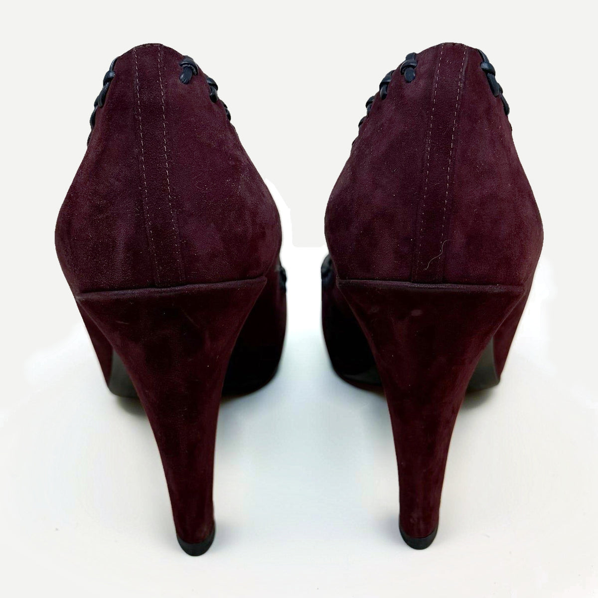 Chanel CC Cap Toe Suede Pumps Burgundy (EU40.5)