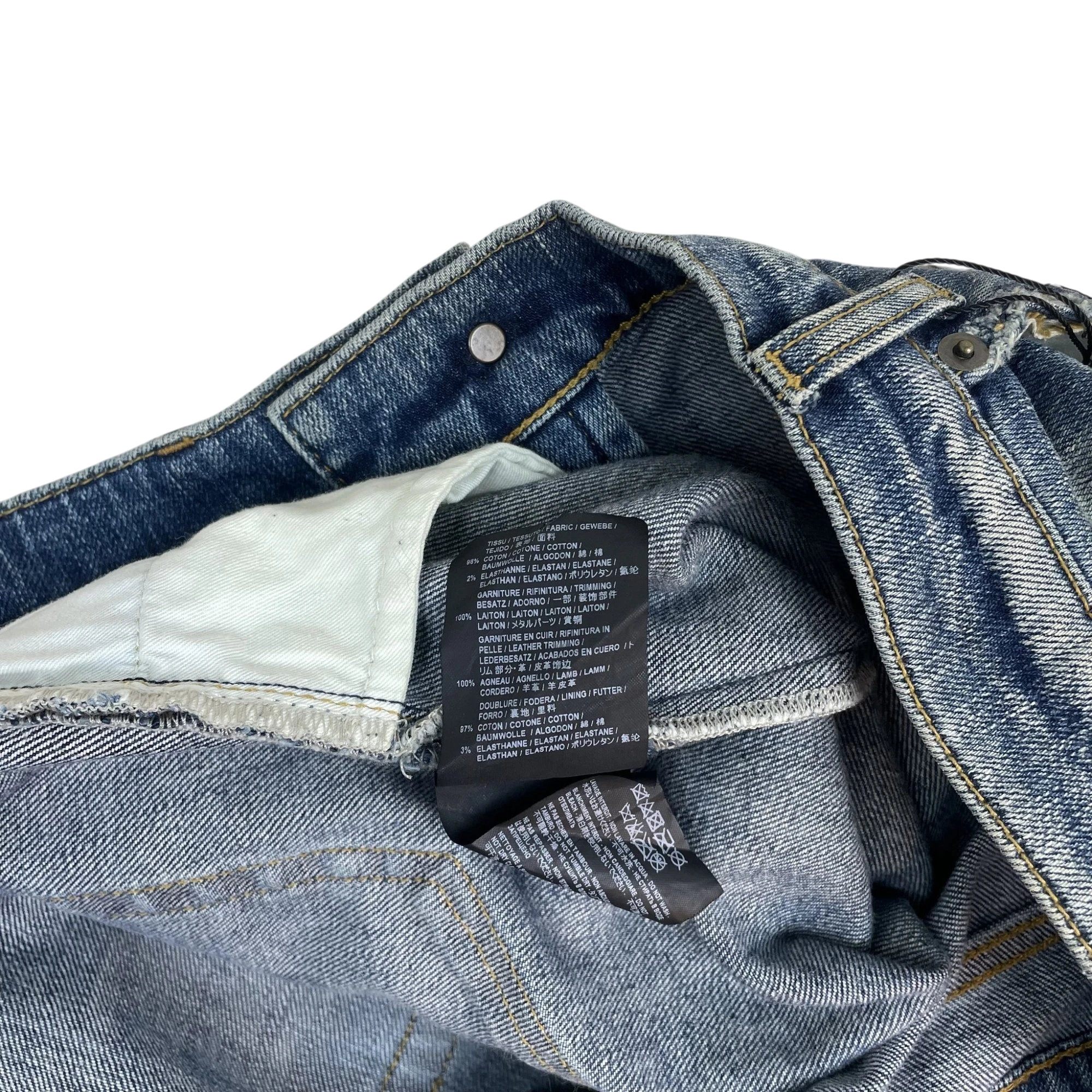 Saint Laurent SS17 ‘D02’ Patch Studded Denim Skinny Jeans (Size 32”)