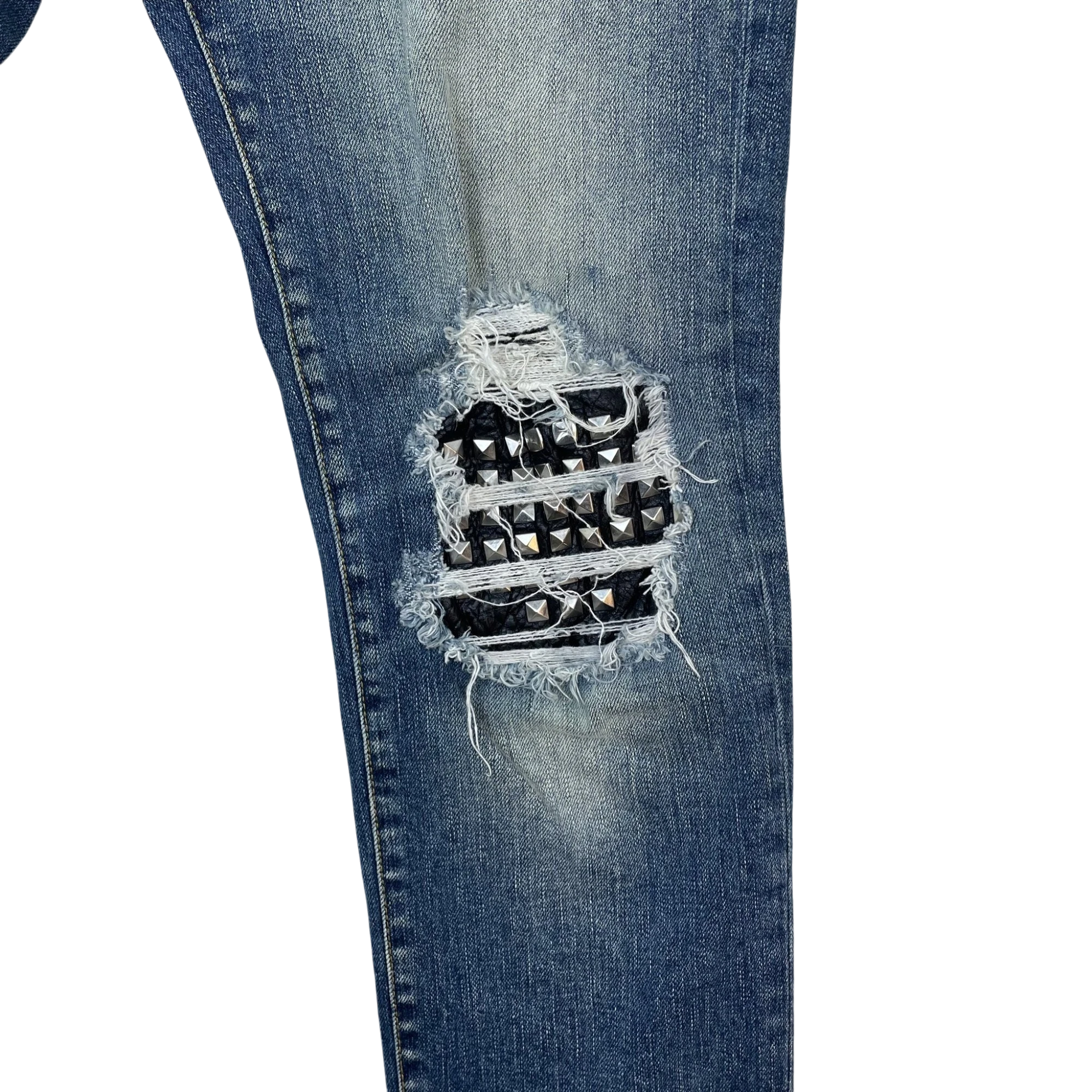 Saint Laurent SS17 ‘D02’ Patch Studded Denim Skinny Jeans (Size 32”)