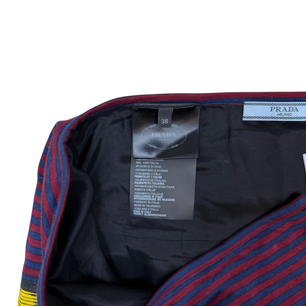 Prada SS15 Knit Docking Textile Skirt Black Multi (Size 40)