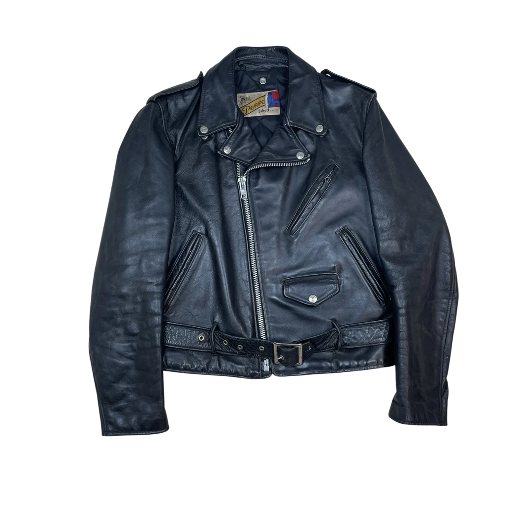 Schott NYC Perfecto 618 Leather Jacket Black (Made in USA) (Size 38/Fits S-M)