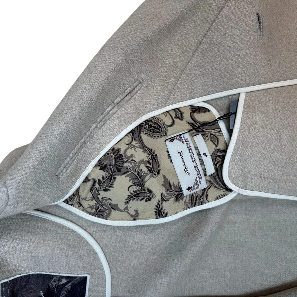 Professor.E FW21 Wool Cropped Distressed Blazer Beige (Size 48/Fits M-XL)