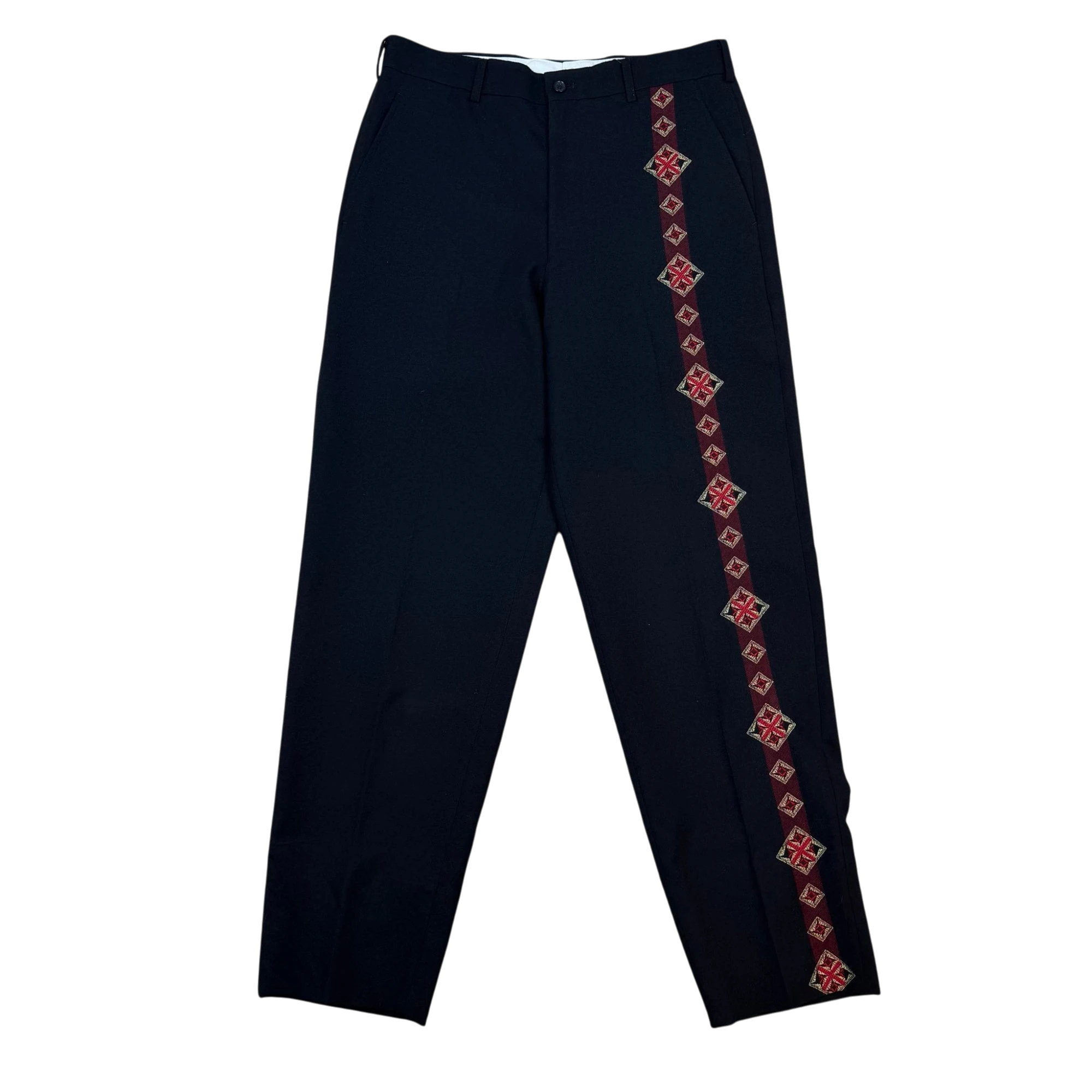 Comme Des Garcons Homme Plus AD2006 Aztec Print Wool Pants Black (Size M)