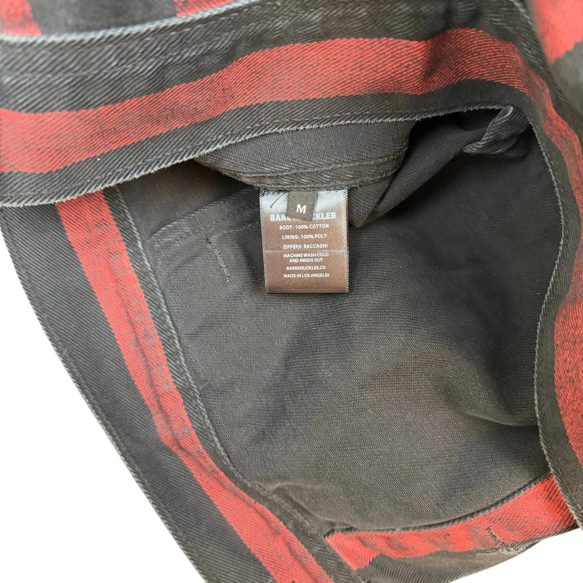 Bare Knuckles Striped Denim Jacket V2 Red/Black (Size M)