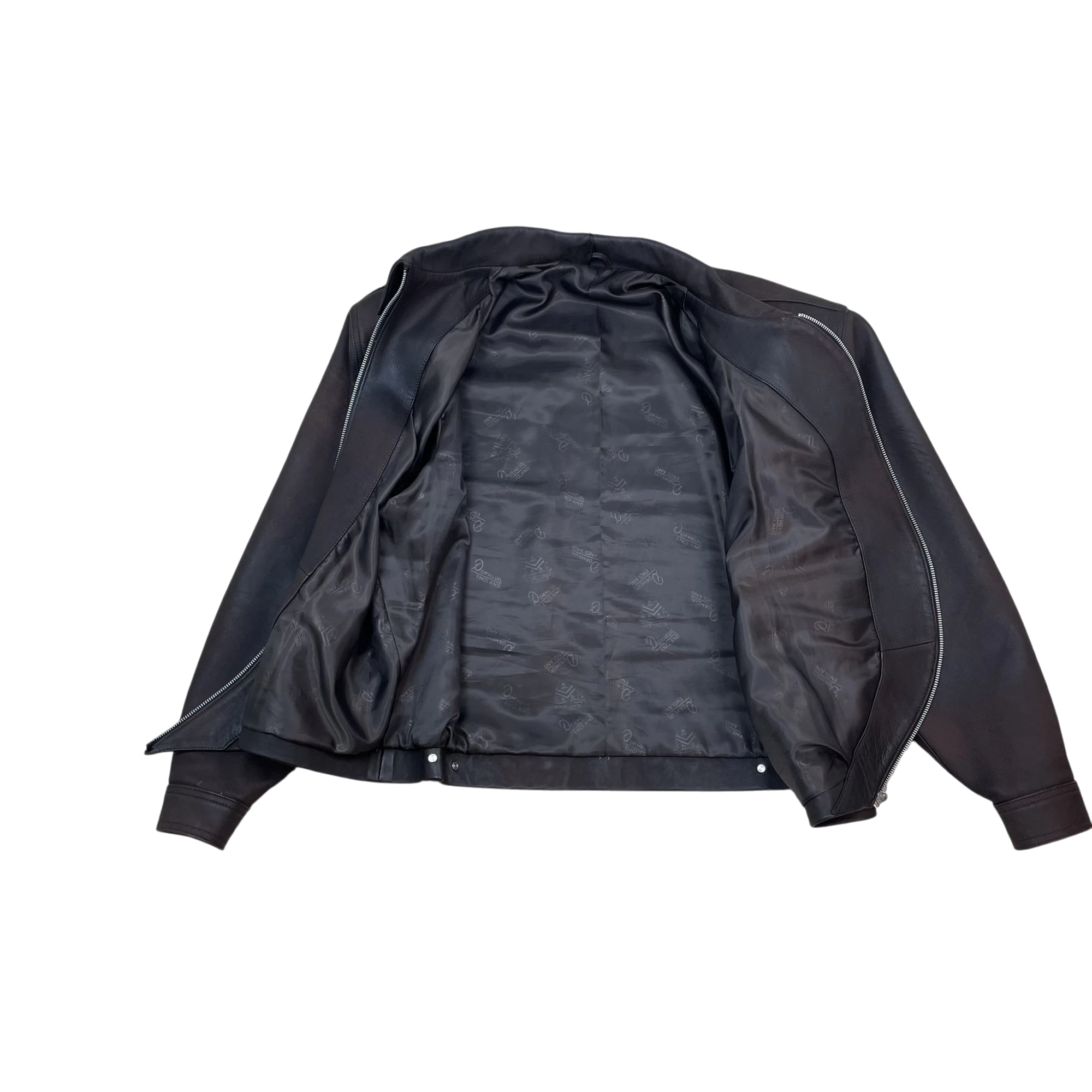 WMO Curved Zip Leather Jacket Ombre Brown (Fits L)