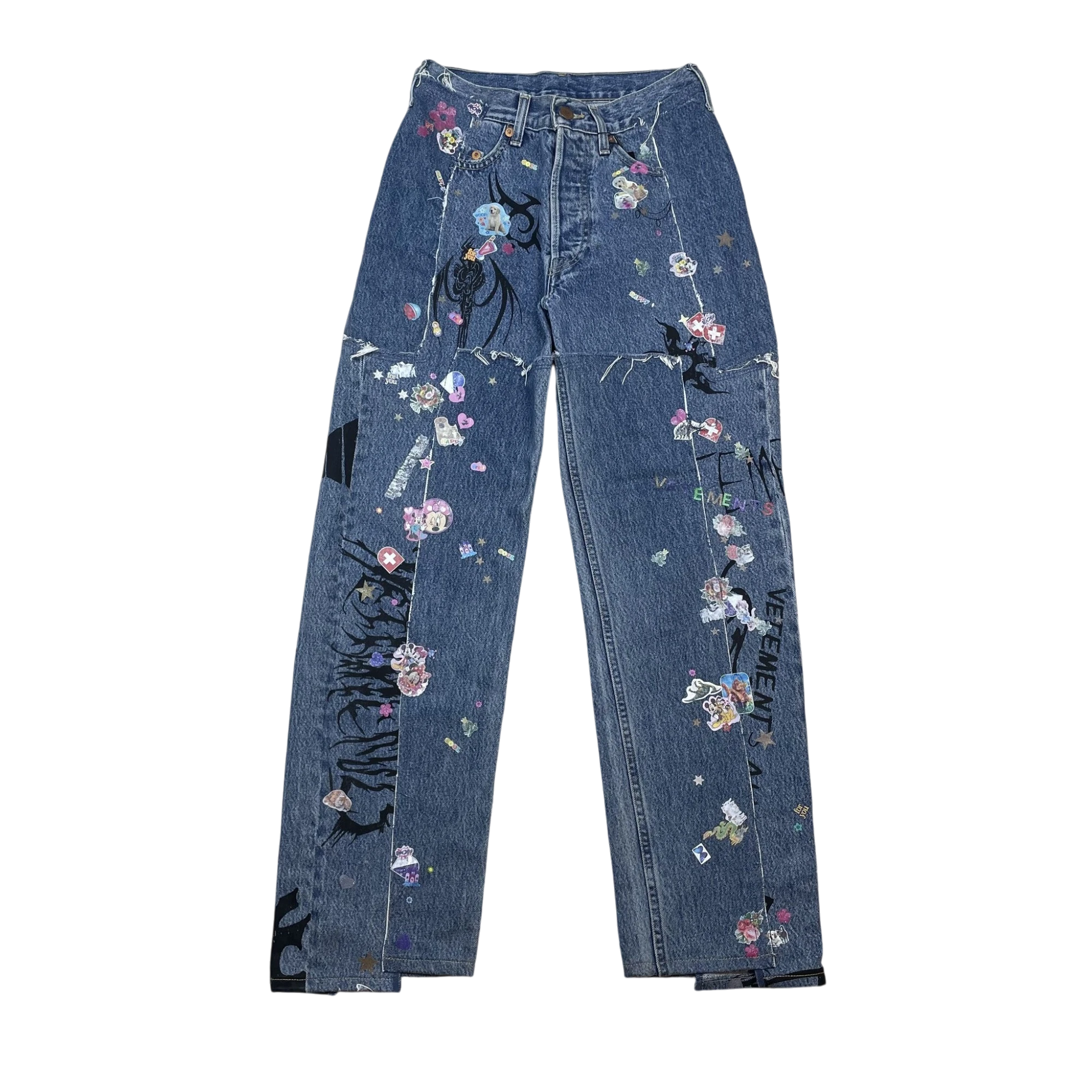Levi’s x Vetements AW19 Tribal Sticker Patchwork Jeans Blue (Size XS)
