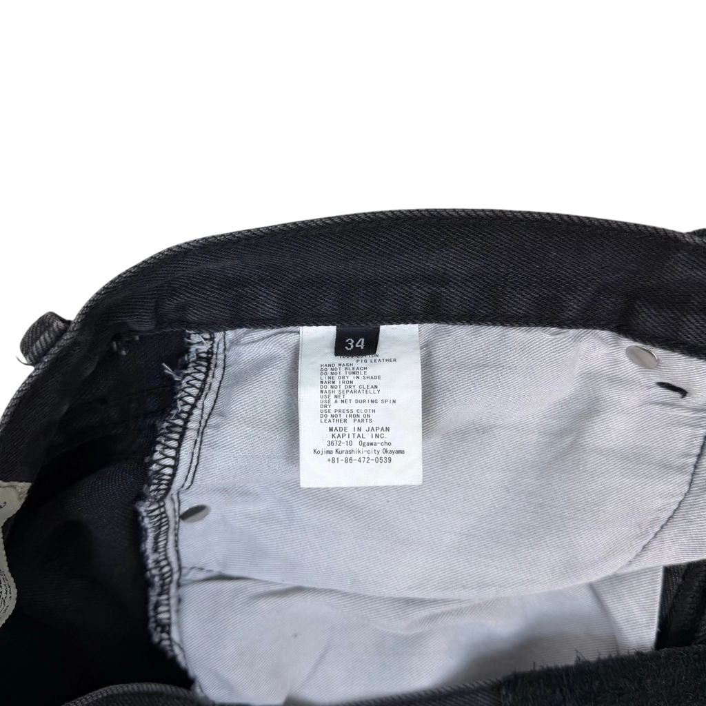 Kapital AW21 5P Monkey Cisco Studded Jeans Washed Black (Size 34”)