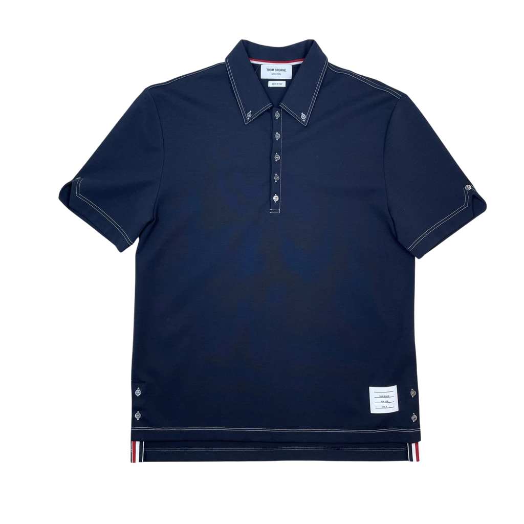 Thom Browne Classic Pique 4-Bar Polo Shirt Navy (Size 4/XL)