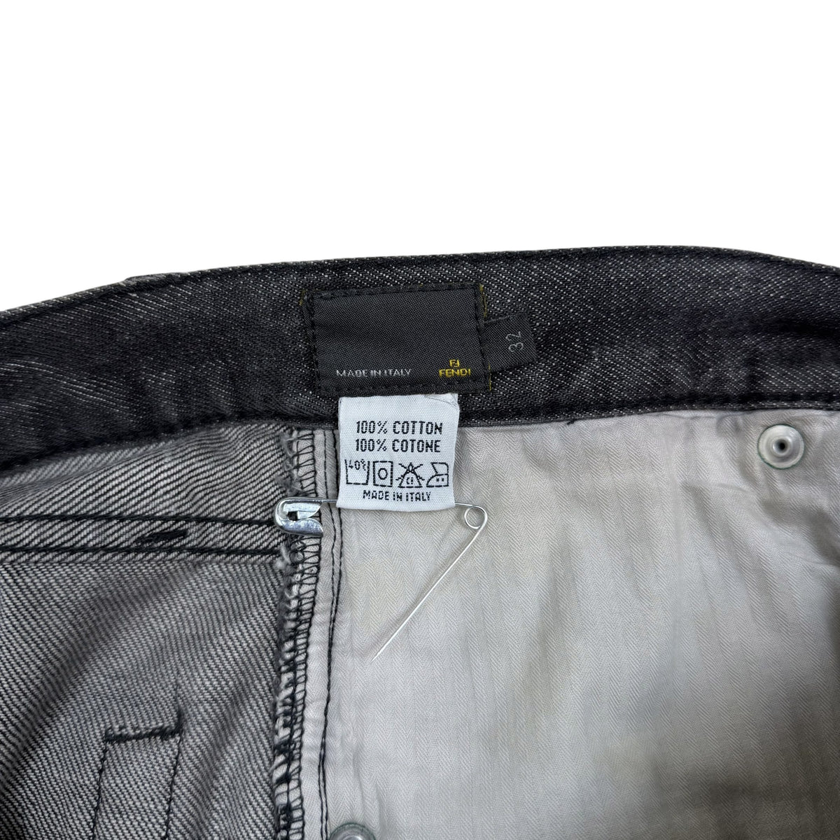 Fendi Selleria Stitch Detail Jeans Washed Black (Size 28”)