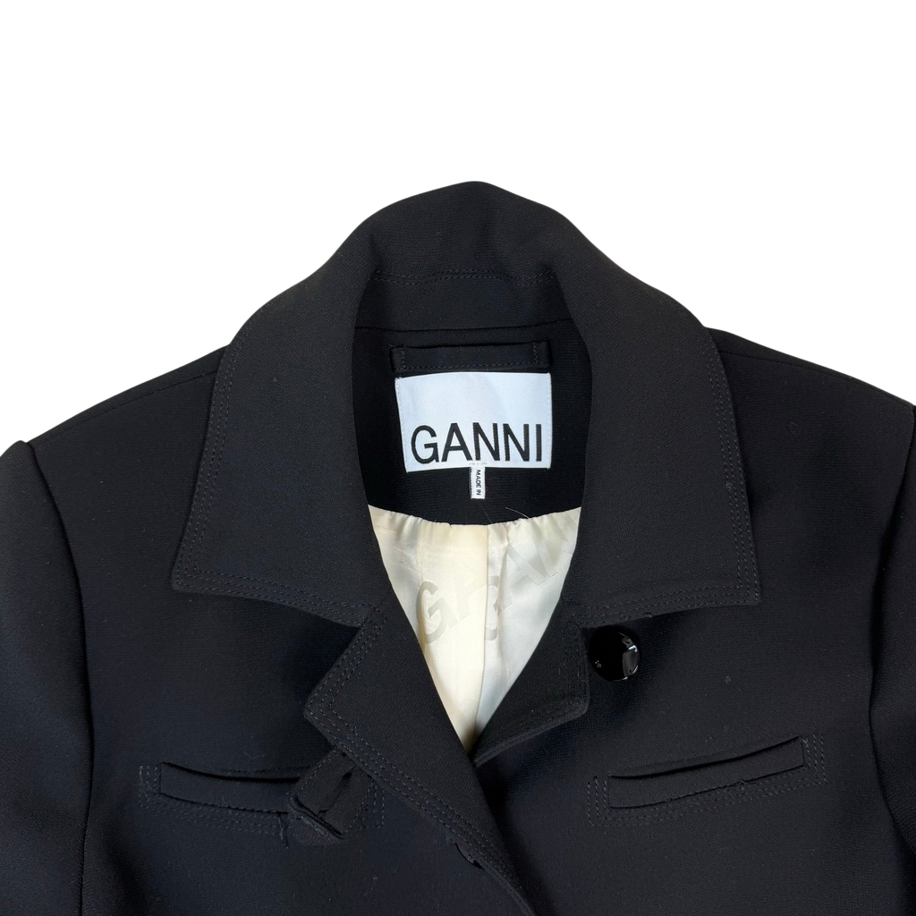 Ganni Long Overcoat Black (Size 34)