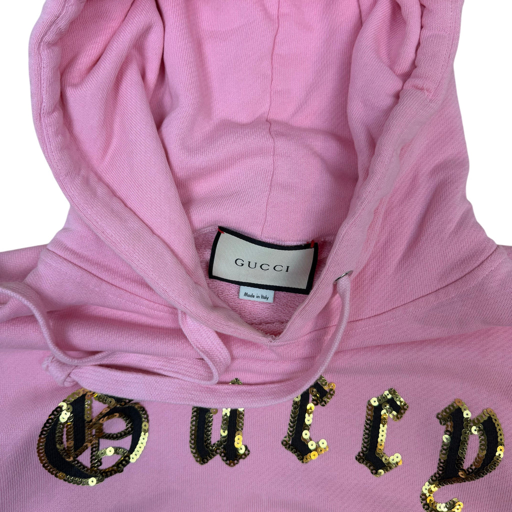 Gucci 2018 Chikae Ide Amor Caecus Sequin Hoodie Pink (Size L)