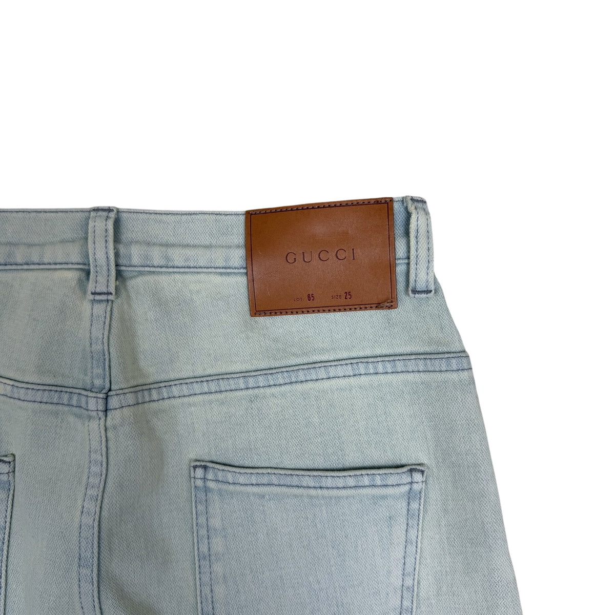 Gucci Light Wash Embroidered Jeans Green (Size 25”)