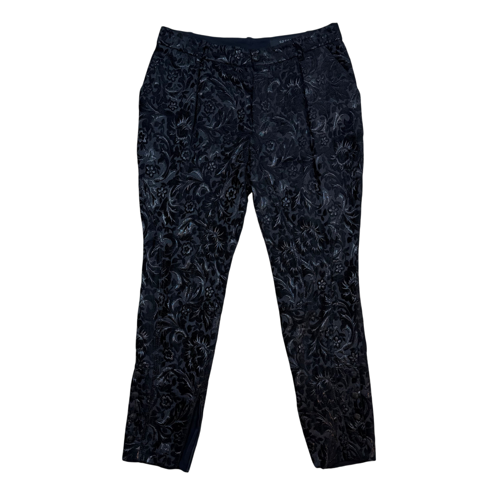 Gucci By Tom Ford 90s Floral Jacquard Studded Trousers Black (Size 40)