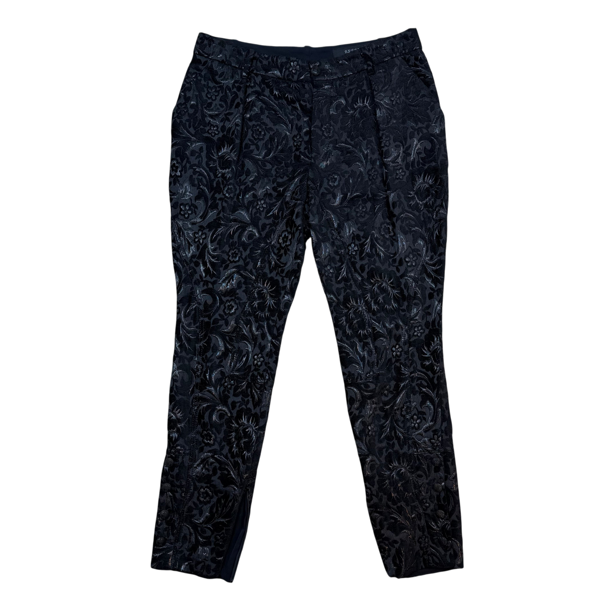 Gucci By Tom Ford 90s Floral Jacquard Studded Trousers Black (Size 40)