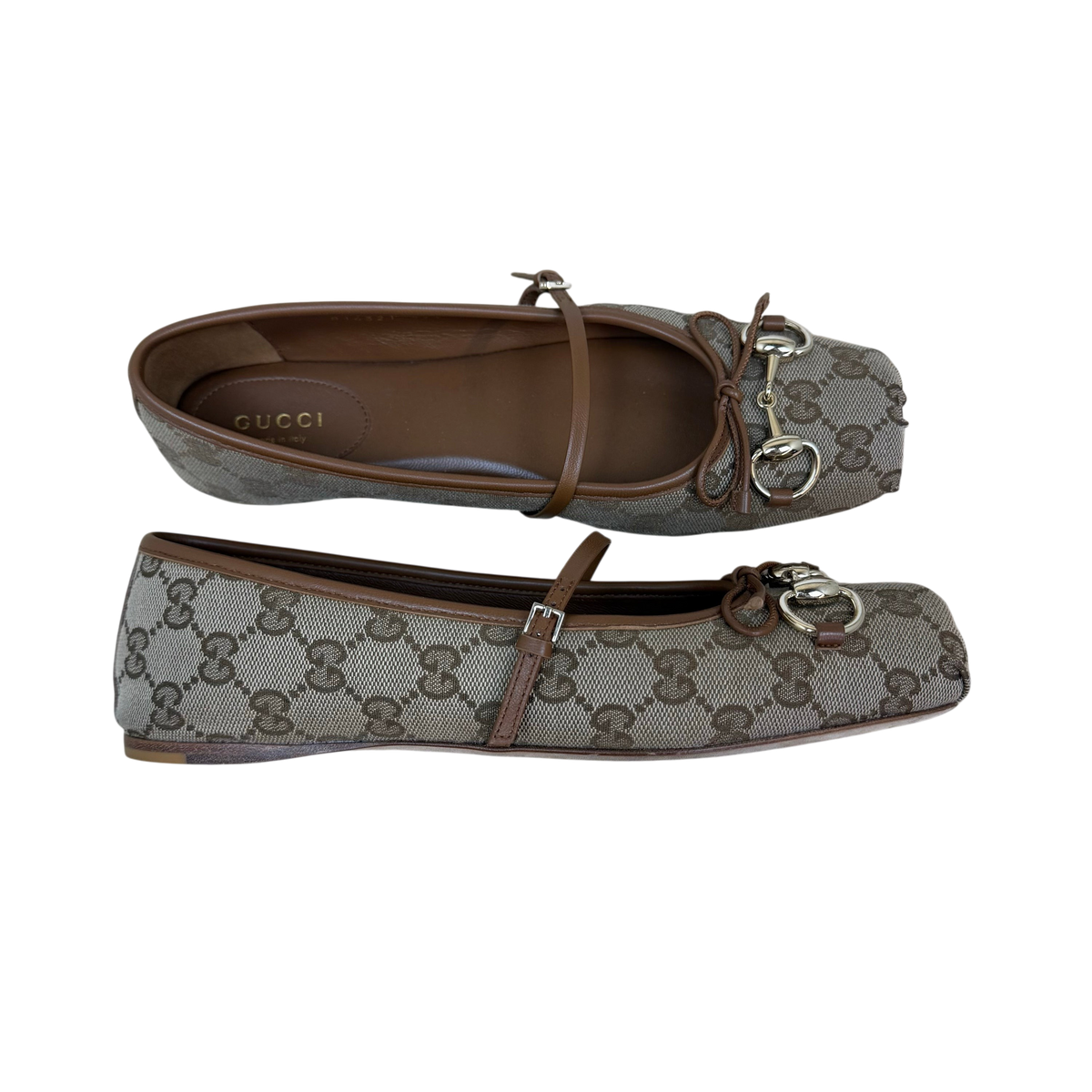 Gucci Horsebit Ballet Flats Beige Monogram (Size EU37.5)